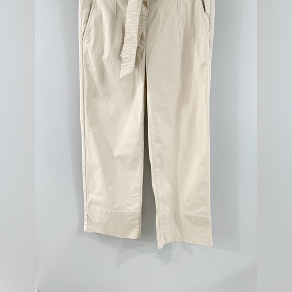 Loft Belted Wide Leg Cropped Pants Beige Size 2 - Picture 4 of 6